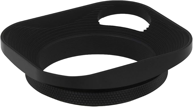 Haoge LH-E2P 49mm Square Metal Screw-in Lens Hood Hollow Out Designed with Cap for Leica Rangefinder Camera with 49mm E49 Filter Thread Lens Black