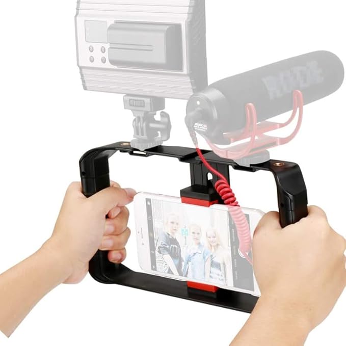 ARTIBETTER Mobile Phone Frame Handheld Camera Holder Smartphone Video Rig with Cold Shoe Mounts for Live Streaming Filmmaking and Smooth Recording