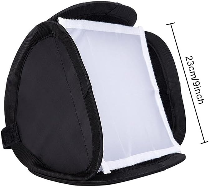 REFLEX CAMERA 23×23cm (9×9in) Portable Softbox Flash Diffuser for DSLR Speedlite, Dual-Layer Reflective Lighting Modifier, Foldable Photo Studio Light Cover with Bag, Compatible with Canon, Nikon Sony