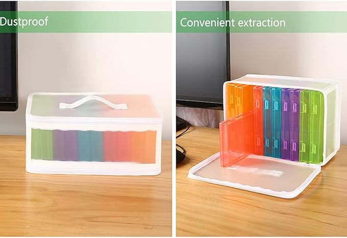 Gbivbe Photo Storage Bag 4x6, 10 Inner Large Photo Storage Box Photo Cases Store up to 1000 Photos, Photo Organizer Cards Craft Keeper with Handle for Photo Puzzles Cards Seed Packets, 5 Colors