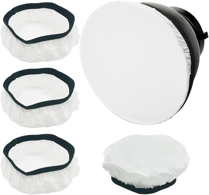 findTop 4-Pack Light Diffuser Sock - Universal Elastic Lamp Cover for Ring Light & Flash Photography (7 Inch/18cm) - Soft White Light Diffusion Fabric for Studio, Portrait, Product Shoots