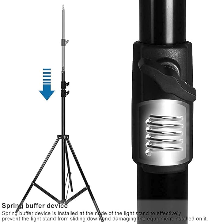ITOTIN Heavy Duty Light Stand 9.5 Feet/2.8 Meters Adjustable Spring Cushioned Metal Photography Tripod Stand for Photo Studio Speedlight, Ring Light, Photographic Equipments Thickening Flash Stand