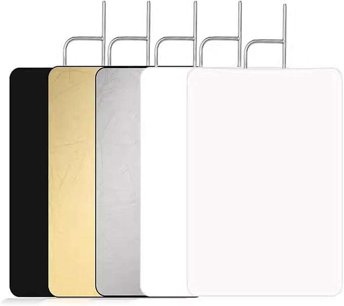 30"x36"/75x90cm Light Reflector Flag Panel Kit, 5-in-1 Diffusion Scrim Translucent/Gold/Silver/Black/White Lighting Diffuser, Stainless Steel Foldable Frame for Studio Portrait Photography