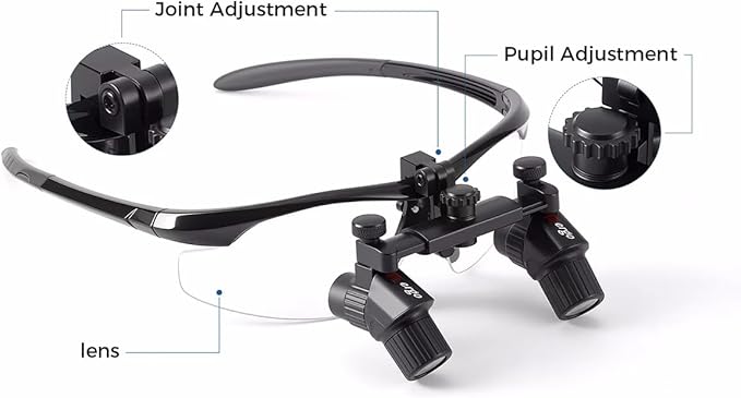 REEHUT 45° Ergo loupe Ergonomic Binocular Loupes Ultralight Adjustable Surgical Magnifying Glasses Working Distance 450mm (3.0X)