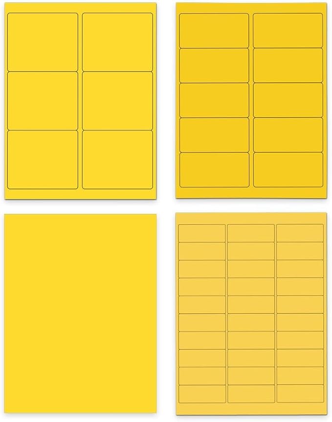 JAM PAPER Shipping & Mailing Address Labels - Multi Size Assortment - Yellow - 370/Pack