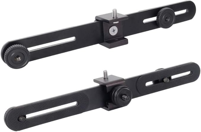 Walway Straight Triple Head Bracket Tripod Mount for 1/4 inches Screw DSLR Camera LED Light Flash Light Microphone and More, with Hot Shoe Socket
