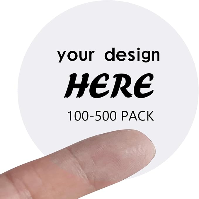 100-500 Custom Stickers Personalized Business Labels Decals, 1.5"-10" Customized Your Own Waterproof Vinyl Stickers with Any Design Logo Image Photo Text Name Address QR Code