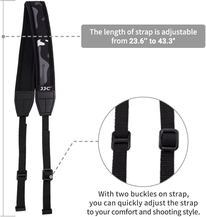 JJC Soft Camera Neck Shoulder Strap for Canon M50 M5 M6 Mark II SX70 SX60 G1X G5X G7X G9X Panasonic GH6 G85 G95 G100 GX85 GX95 G7 G9 GX9 GX8 FZ80 FZ300 FZ1000 II Olympus OM-D E-M10 E-M5 E-M1 & More
