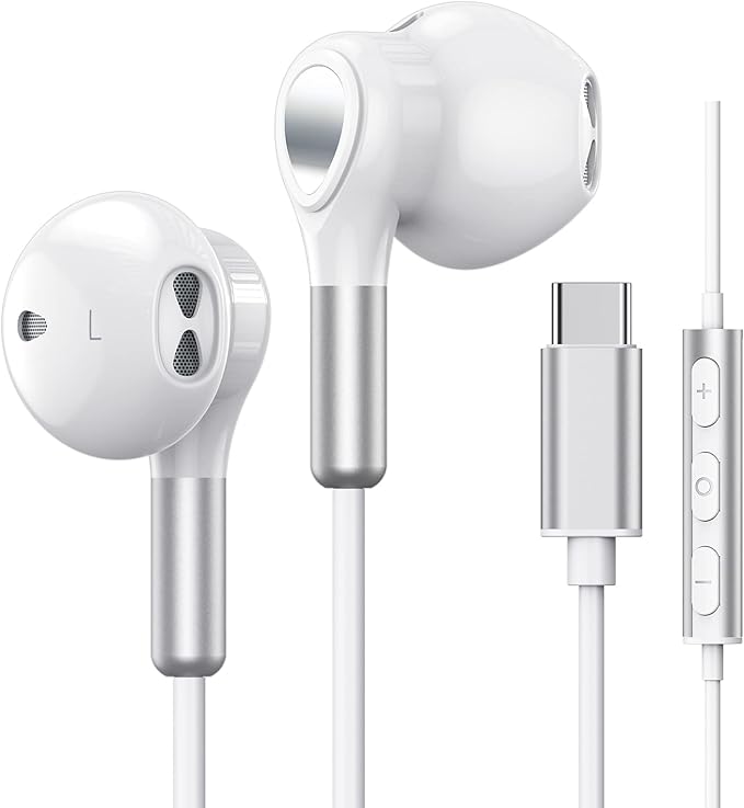 USB C Headphones for Samsung Galaxy S24 S23 Ultra S22 S21 FE S20 A54 A53 USB C Earphones with Mic Volume Control Wired Earbuds USB Type C Headphones for iPhone 16 15 Pro Max Plus iPad Pro Pixel 8 7 6a