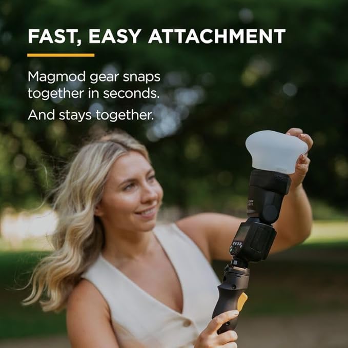 MagMod MagSphere 2 & MagGrip 2 Bundle, Magnetic Flash Diffuser Kit for On-Camera Photography, Modular Lighting Control System, Compatible with 99% of All Speedlites