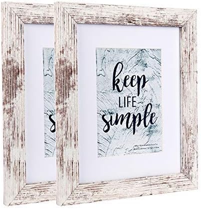 kennethan 8x10 Rotten White Wooden Picture Frame 2 Pack- Made to Display Pictures 5x7 with Mat or 8x10 Without Mat for gift,home decoration