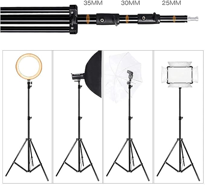 ITOTIN Heavy Duty Light Stand 9.5 Feet/2.8 Meters Adjustable Spring Cushioned Metal Photography Tripod Stand for Photo Studio Speedlight, Ring Light, Photographic Equipments Thickening Flash Stand