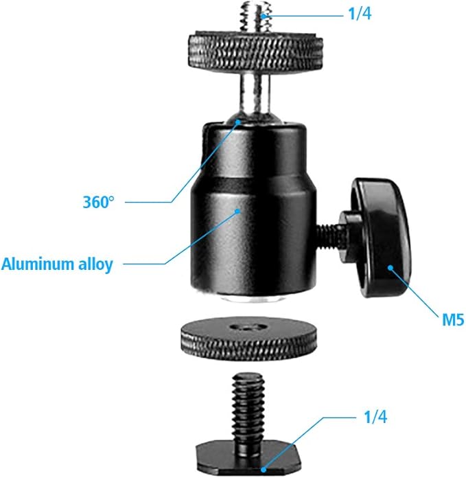 SLOW DOLPHIN Photography Super Clamp with Camera Clamp Mount Ball Head Clamp and Mini Ball Head Hot Shoe Mount Adapter with 1/4'' -20 Tripod Screw for LCD Monitor, LED Flash Light,Microphone (2 PCS)