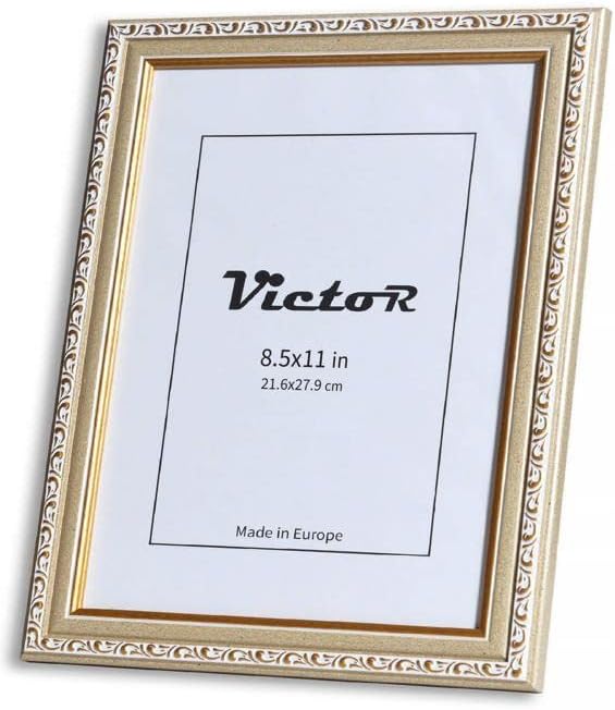 VictoR Picture Frame Chagall 8,5x11 Beige Gold - Vintage Picture Frames with Shutterproof Acrylic Glass - 8,5 x 11 Photo Frame - Beige Picture Frames - Antique - only for hanging