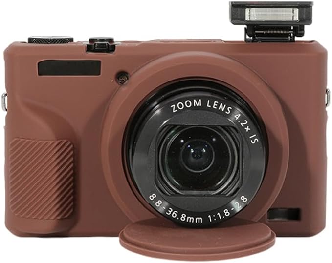STSEETOP Camera Case for Canon PowerShot G7X Mark III - Protective Silicone DSLR Skin with Lens Cover, Detachable Cage, Shockproof, Dustproof (Brown)