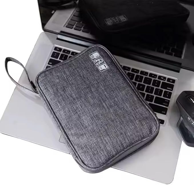 cable organizer bag Travel Case,Electronic Accessories Storage Bag,Portable Waterproof Cable -Travel Cord Organizer- Bag for Small Charging Cord Storage,Cables,SD Card GRAY