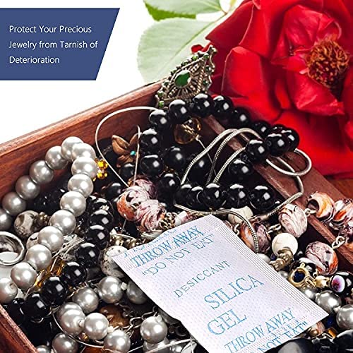 200 Pcs 5 Gram Silica Gel Packs, Transparent Desiccant, Desiccant Packets for Storage, Moisture Packs for Spices Jewelry Shoes Boxes Electronics Storage