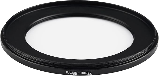 77mm to 55mm Step Down Ring Filter Adapter Applicable to All Brands of UV ND CPL Filter (77mm-55mm)