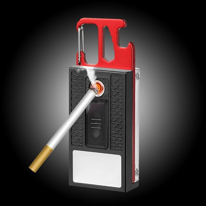 BY-J COB Keychain Work Light Flashlight, Multi-Function Mini Work Light, 8 Lighting Modes, 1000 Lumens Rechargeable, with Rechargeable, Portable Wrench, Fire Starter Function, Red