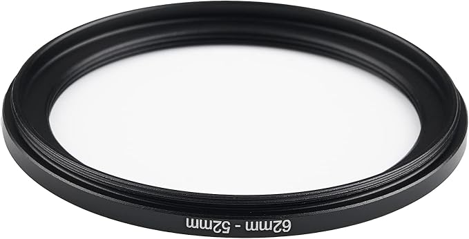 62mm to 52mm Step Down Ring Filter Adapter Applicable to All Brands of UV ND CPL Filter (62mm-52mm)