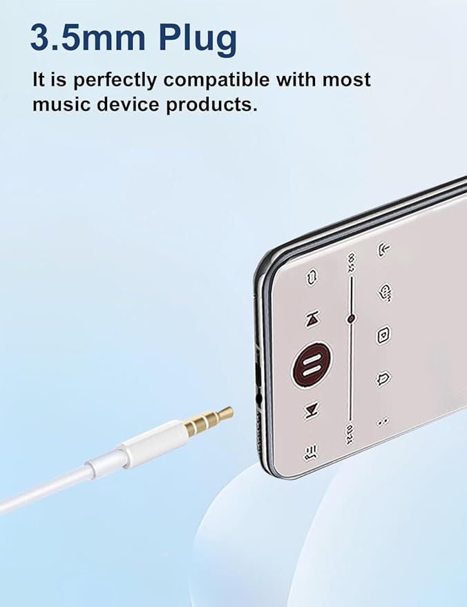 MAS CARNEY Wired Earbud in-Ear Headphones 3.5mm Jack with Microphone for Apple iPhone, Sony, Samsung, Laptop, Computer, Kids and School - Plug in Earbuds Wired Ear Buds in-Ear Earphone Wire AUX - WH9