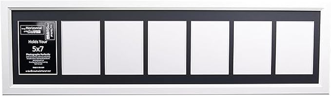 Creative Letter Art 7 Opening Glass Face White Picture Frame to hold 5 by 7 inch Photographs including 10x40-inch White Mat Collage