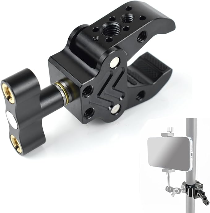 Super Clamp with 1/4" 3/8" Threads, Camera Clamp Mount for LED Lights,Magic Arm, Mic, Wireless Flash Receivers, Triggers, Photography Accessories