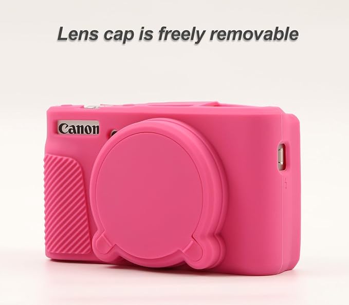 Pocoukate Case for Canon PowerShot SX740 HS Camera with Screen Protector, Soft Silicone Protective Cover Skin with Removable Lens Cover for SX740 HS, SX730 HS Accessories Rubber - Peach Pink ﻿