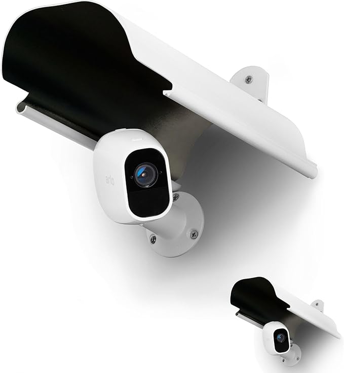 2 Pack Universal Sun Rain Shade Camera Cover Shield,Protective Roof for Outdoor Dome, Bullet Cameras,for Blink,Eufy,Arlo,WyzeCam,Nest,Ring,SimpliSafe,Kasa,Aluminum Alloy Material-White
