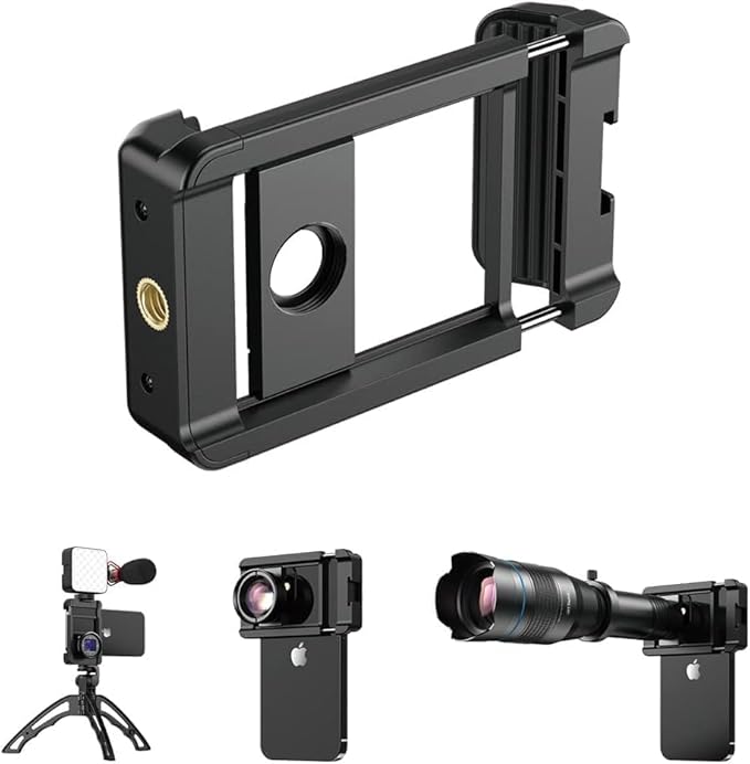 17 mm Thread Lens Adapter, Telephoto Lens Phone Mount Sturdy and Wear-Resistant, Lens Holder Suitable for All Lens&Telephoto Lens with 17mm Thread, Works with Almost All Smartphones