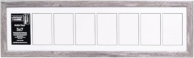 Creative Letter Art 8 Opening Glass Face Driftwood Picture Frame to hold 5 by 7 inch Photographs including 10x40-inch White Mat Collage