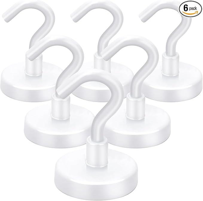 LOVIMAG Cruise Must Haves, 85Lb Magnet Hooks, White Cruise Magnets for Door, Cruise Door Magnets, Magnetic Hooks for Hanging-6Pack