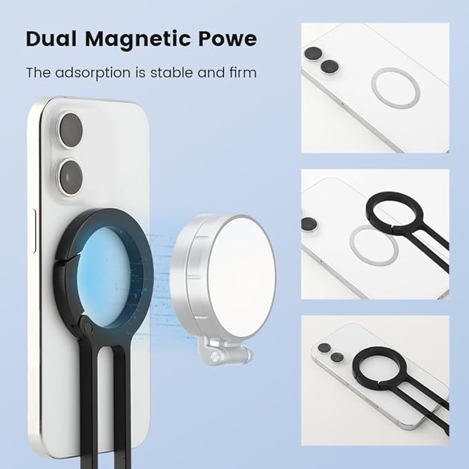 Magnetic Phone Tripod Foldable Aluminum Mini Tripod for i-Phones, Magnetic Pocket Phone Tripods Quick Mount Compatible with Mag-Safe for i-Phones 17/16/15/14/13/12