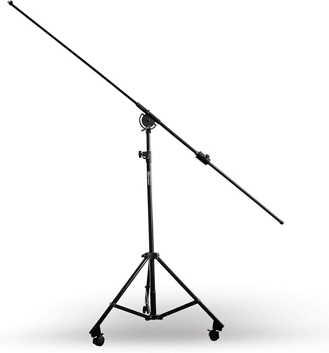 AxcessAbles Heavy Duty Microphone Boom Stand with Weighted Tripod Base | 80-inch Height Overhead Mic Stand | 96 Inch Boom Arm Stand | Shotgun Video Mic Stand | All Metal, No Plastic Parts