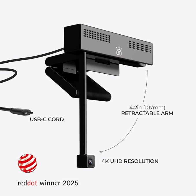 Pro - HD 4K Webcam with Eye Contact, Noise Cancelling Mic, Plug and Play USB for Mac and PC, Zoom Webcam for Conferencing and Video Calling (Pro Camera)
