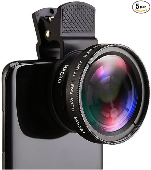 Mcoplus Cell Phone Camera Lens 2 in 1 Clip-on Lens Kit 37mm 0.45X 49UV Super Wide Angle & Macro Phone Camera Lens for iPhone and Android Smartphones Cell Phones