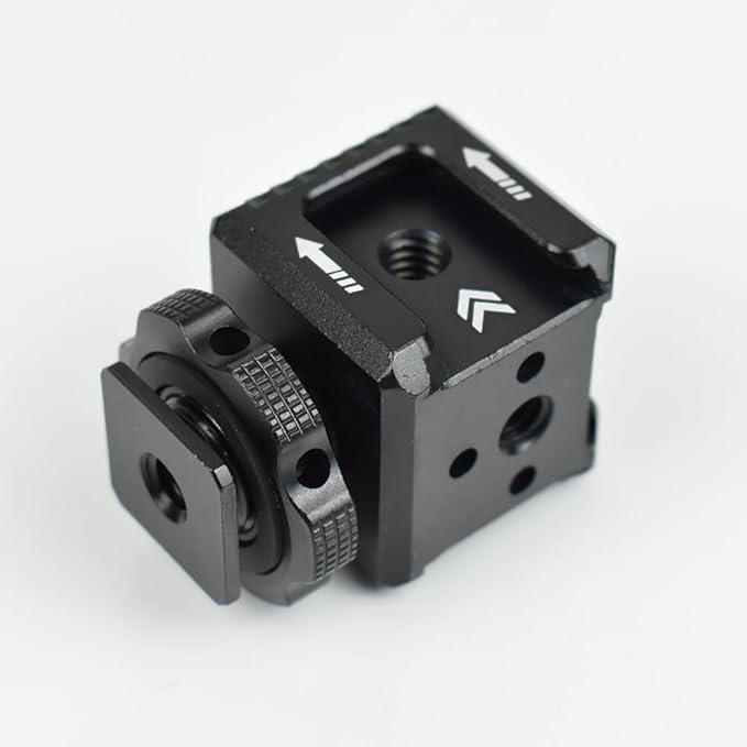 EaxanPic Triple Cold Shoe Mount Bracket, Camera Hot Shoe Mount Adapter with 1/4" Screw Holes for Flash Light Monitor Video Mic Compatible with Canon Nikon Camera Camcorder