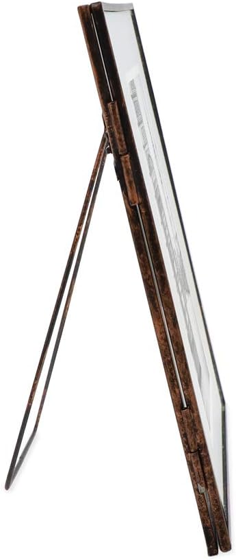 Isaac Jacobs 6x8, Antique Bronze, Vintage Style Brass and Glass, Metal Floating Picture Frame (Vertical) with Locket Closure, for Photos, Art, & More, Tabletop Display (6x8 Antique Bronze)