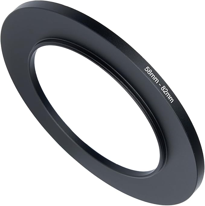 58mm to 82mm Step-up Adapter Rings Filter Adapter Black Metal Step Down Filter Ring Adapter Compatible with All Brand UV CPL ND Camera Lens Filter Stepping Rings (58mm-82mm)