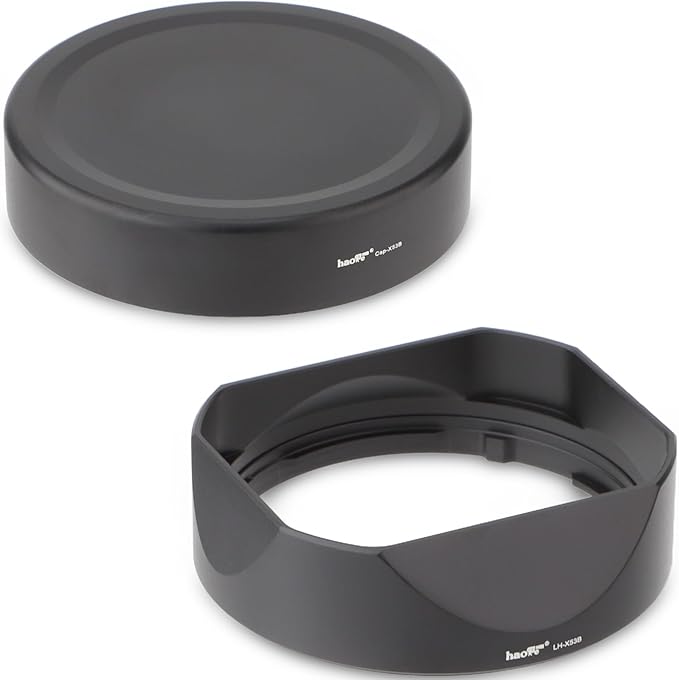 Haoge LH-X53B Square Metal Lens Hood Shade with Metal Cap for Fujifilm Fuji Fujinon XF 35mm F1.4 R / XF35mmF1.4 R Lens on Camera X-H1 XS-20 X-Pro3 X-T4 X-T3 X-T2 X-T30 X-T5