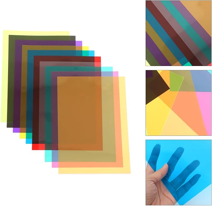 10pcs Dyslexia Overlay for Computer Screen Overlays Light Diffuser Sheets Light Gel Sheets Gel Filtering PVC Photo Filters