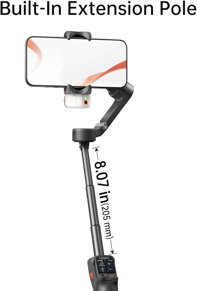 hohem iSteady V3 Ultra Gimbal Stabilizer for iPhone,Phone Gimbal with AI Tracking & Fill Light,Built-in Extendable Rod & Tripod,Detachable Remote Control,Stabilizer for Vlog,TikTok (White)
