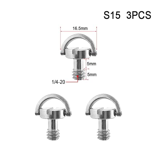 1/4 3/8 Camera Screw for Quick Release Plate 1/4 3/8 Inch D-Ring Screw Tripod Ballhead Mount Adapter Photography Accessories(S15 3PCS)