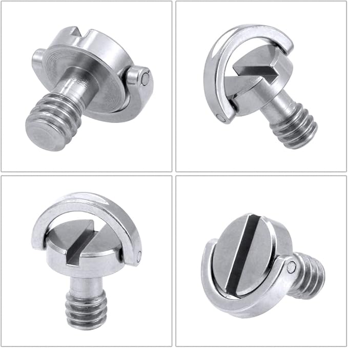 BGNing Camera Screw D-Ring, 1/4 D-Ring Mounting Screw, D-Ring 1/4 Inch Male Mounting Screw Adapter for Quick Release Plate Baseplate Rig Photography Accessories