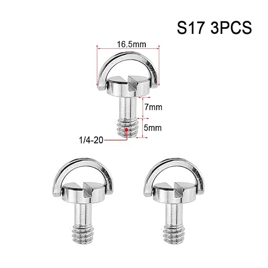 1/4 3/8 Camera Screw for Quick Release Plate 1/4 3/8 Inch D-Ring Screw Tripod Ballhead Mount Adapter Photography Accessories(S17 3PCS)