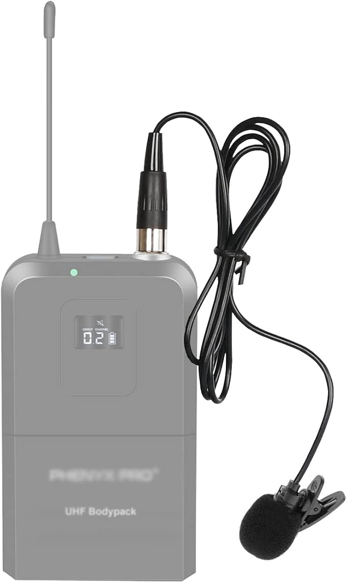Lavalier Lapel Microphone with Mini XLR Jack, Hand-Free Clip-on Lapel Mic Compatible with Wireless Mic System UHF bodypacks Voice Amplifier