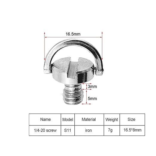 1/4 3/8 Camera Screw for Quick Release Plate 1/4 3/8 Inch D-Ring Screw Tripod Ballhead Mount Adapter Photography Accessories(S11 1PC)