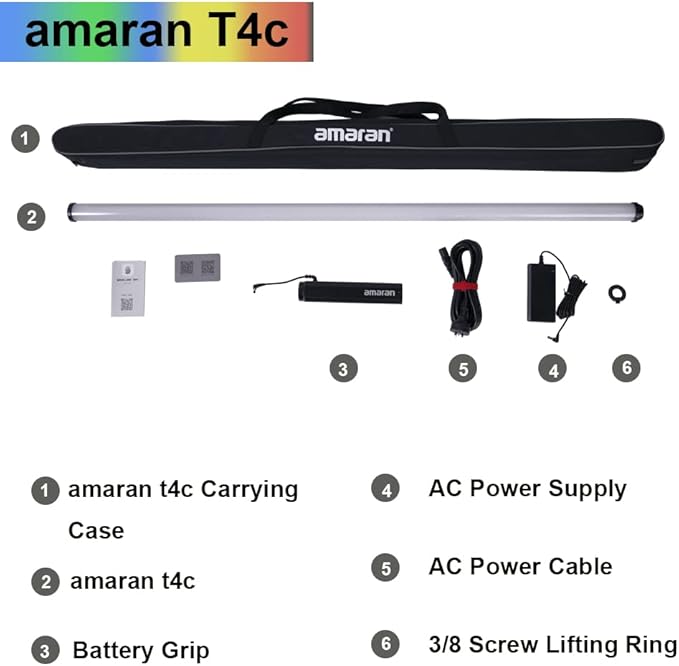 Aputure amaran T4c 40W Output RGBWW LED Tube Light Wand RGB LED Video Tube for Photography Light Stick APP Control DMX Control 120cm