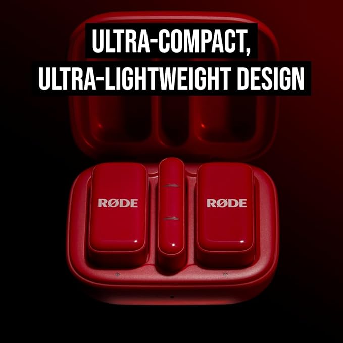 RØDE Wireless Micro - Compact Wireless Microphone, Two Mics with Charge Case for Smartphone Content Creation - USB-C, Red
