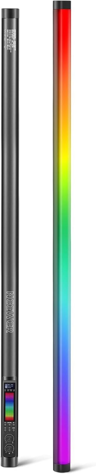 NEEWER TL120C RGB Tube Light, 42W Full Color RGBWW Photography LED Video Light Wand Stick with APP/2.4G/DMX Control, 7 Pixel Effects/18 Scenes, 2500K-10000K CRI97+ TLCI98+, 6000mAh Battery